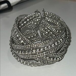 Silver beaded cuff bracelet